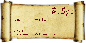 Paur Szigfrid névjegykártya